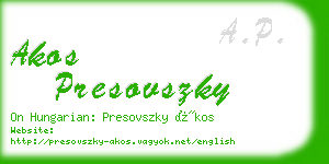 akos presovszky business card